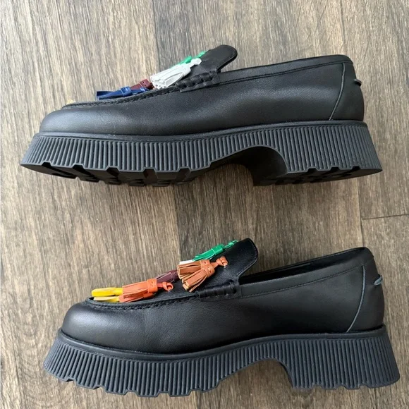 NWOT Charlotte Stone Tassel Lug Sole Platform Loafers - Picture 3 of 6